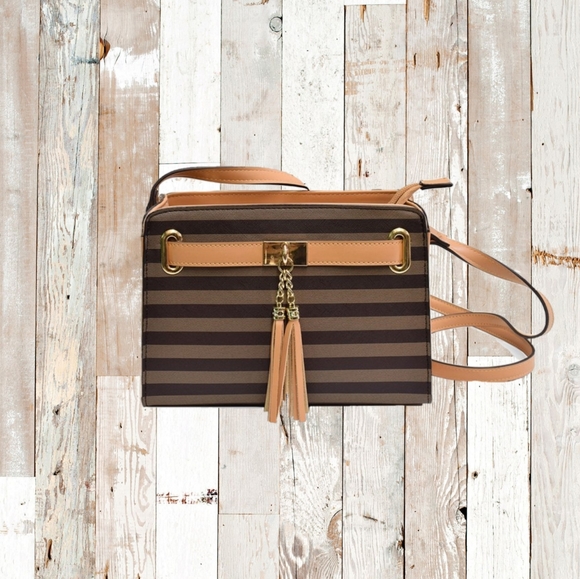 Brown stripe Tassel Purse - Picture 3 of 7